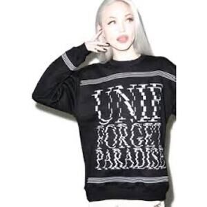 UNIF ‘Forget Paradise’ Pullover Crewneck Sweatshirt - Size Large - Black & White